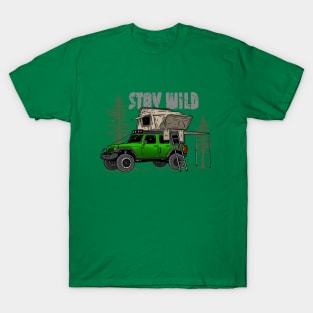 Stay Wild Jeep Camp - Adventure green Jeep Camp Stay Wild for Outdoor Jeep enthusiasts T-Shirt